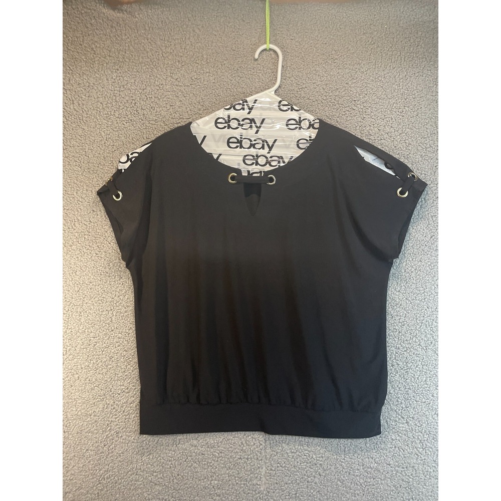 AUW Women's Size XL Black Short Sleeve Tunic Top